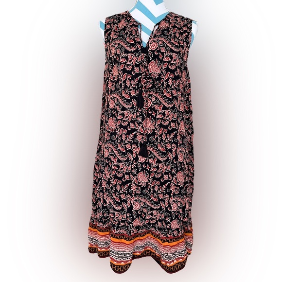 Beachlunchlounge Sleeveless Boho Dress Black with Paisley Design Size Small P - Picture 1 of 11